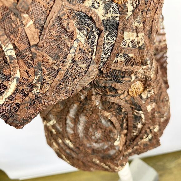 Parsley & Sage Brown Lace Jacket Artsy Swirl Burnout Art to Wear Boho Size S - Picture 7 of 11